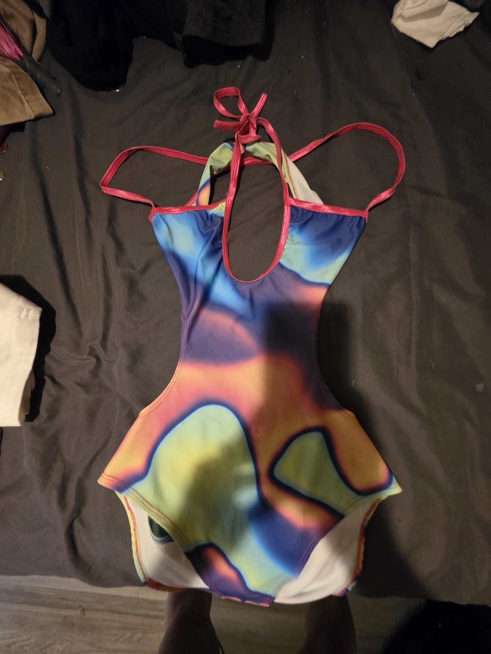 Multicolor Tie-Back Halter Romper Jumpsuit